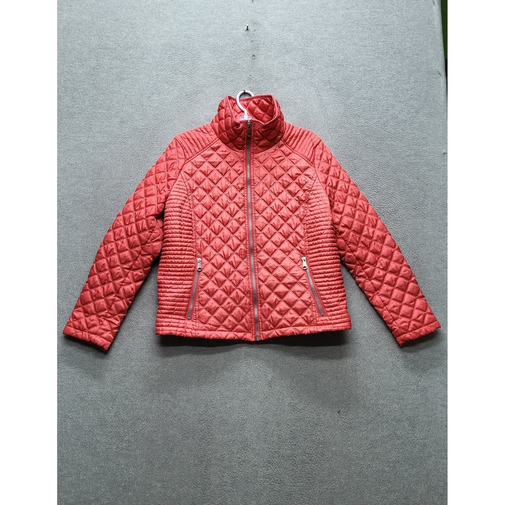 Marc New York Andrew Women Jacket XL Red Diamond Quilted Zipper Long Sleeve